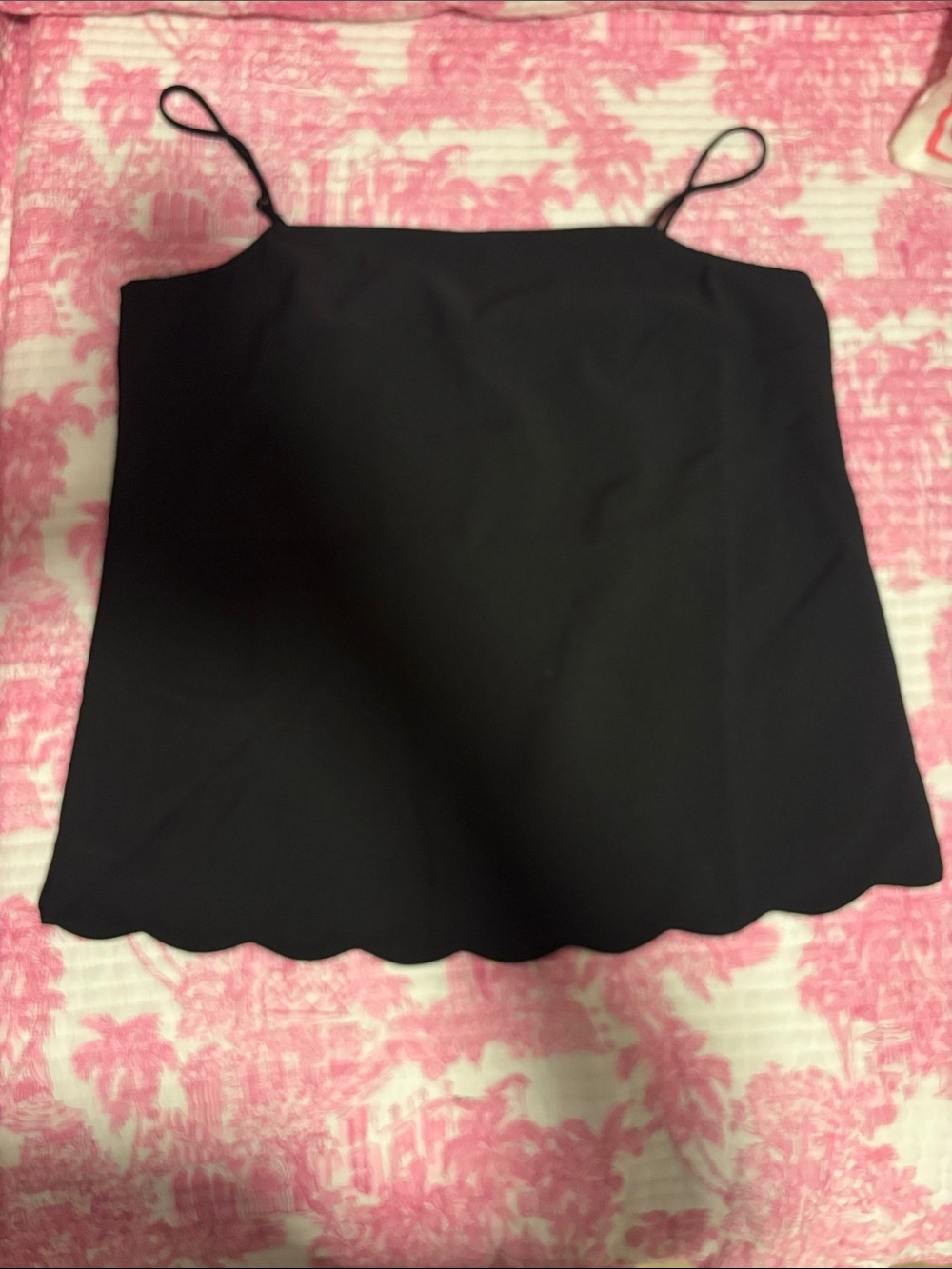NWT J. Crew Black Scalloped Hem Camisole